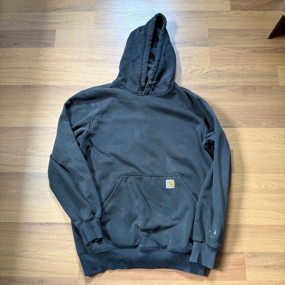 Men's Carhartt Gray Black Paxton Heavyweight Rain Defender Hoodie Sweatshirt M